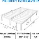 12 Inch White Full Size Bed Frame with Baffles, Metal Full Bed Frame No Box Spring Need, Heavy Duty Steel Platform Support, Reserved Holes, Round Corner Legs, Storage Space, Noiseless