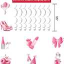 Silver Pink Bow Birthday Party Decorations,Birthday Party Supplies,Glitter Happy Birthday Banner,Silver Pink Bow Hanging Swirls Bow Themed Party Decor for Girls Women Shower Birthday Party Supplies