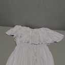 AUSELILY Womens Off The Shoulder Dress Summer Casual Long Ruffle Party Side Split Beach Maxi Dresses with Pockets (Small, White)