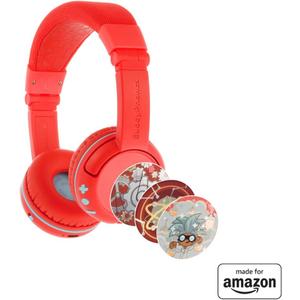 All-New, Made for Amazon BuddyPhones PlayTime Volume-limiting Bluetooth Child Headphones Age (3-7), Poppy Red