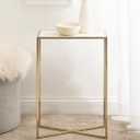 Kate and Laurel Jaspur Modern Slim Side Table, 16 x 8 x 24, White Marble and Gold, Decorative Glam Narrow End Table for Use as Narrow Bedroom Nightstand or Living Room Accent