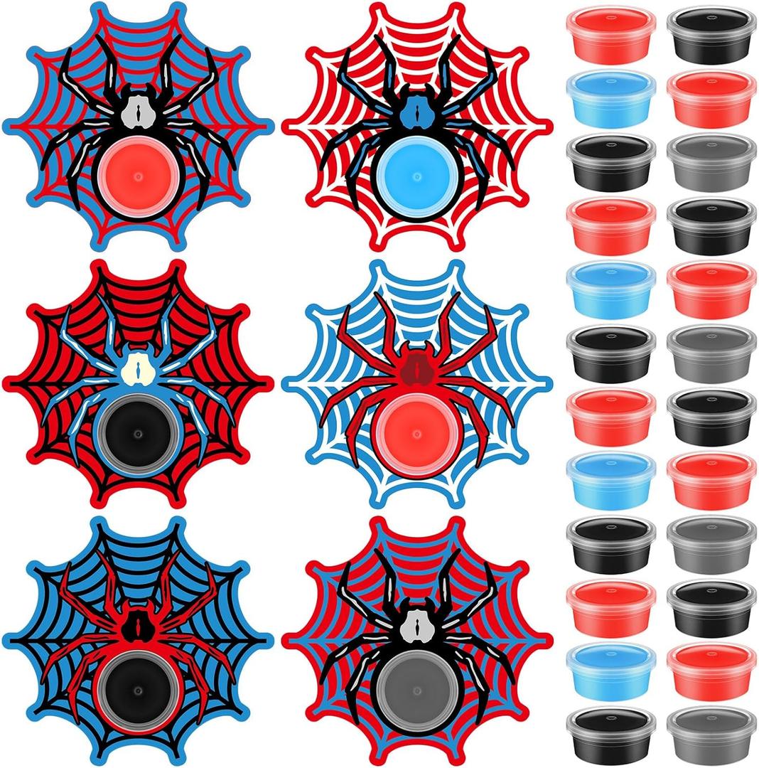 24 Set Spider Party Favors for Kids Air Dry Modeling Clay DIY Spider Web Birthday Party Supplies Spiderweb Goodie Bags Stuffers Art Crafts Gifts Toy for Kids Boys Girls Prizes
