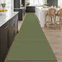 KOZYFLY 3x20 Runners Rugs for Hallway, Extra Long Washable Runner Rug, Non Slip Rubber Backed Kitchen Runner, Cotton Entryway Rug, Floor Carpet for Entry, Aisle, Hall, Olive Green/Earthy Green