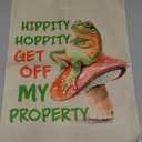 Hafhue Hippity Hoppity Get Off My Property Welcome Garden Flag, Funny Frog Outdoor Farmhouse Decoration 12x18 Inch Waterproof Double Sided Printing, No Trespassing Sign for Bedroom Yard Garage Bar