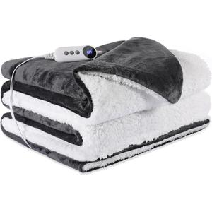 Heated Blanket 72"x84" Full Size, Dual-Sided with Soft Flannel & Sherpa Fabric, Electric Blanket with 9 Heating Levels & 2-10 Hours Auto Off, Machine Washable, Dark Gray