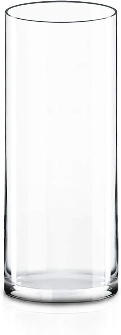 CYS EXCEL Cylinder Clear Glass Vase (H-16" D-6") | Multiple Size Choices Glass Flower Vase Centerpieces | Hurricane Floating Candle Holder Vase