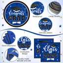 Funnymoom 452 Pcs Class of 2026 Black Blue White Graduation Decoration for 50, Navy Blue Graduation Paper Plates Napkins Cup Tablecloth Cutlery Straw for College High School Congrats Grad Party Supply
