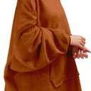 Wearable Blanket Hoodie Gifts for Women Men Oversized Light Flannel Sweatshirt Blanket with Giant Hood Pocket (Camel)
