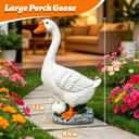 Porch Goose Statue, Large White Resin Porch Goose Garden Yard Lawn Decor, 20 Inches High Figurine Duck for Patio Entryway Accent, Gift for Mom Grandma Wife Women Christmas Valentines Day