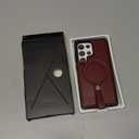 Butaiga for Samsung Galaxy S25 Ultra Leather Case with Stand, AntiSlip Grip Ring, Fits for MagSafe (Burgundy, S25 Ultra 6.9inch)