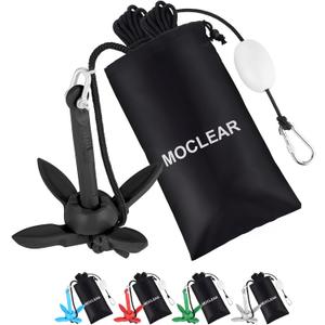 Kayak Anchor Kit, 1.5 lb Compact Folding Grapnel Anchor for Kayaks, Canoes, SUPs, Jet Skis, Small Boats - Lightweight Portable Marine Boat Anchor with Rust-Resistant Design