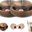 2pcs Kitty Kurlz Cat Toy - Foldable Accordion Cat Scratching Board with Bell Ball - Interactive Cardboard Scratcher cat Toys for Engaging Play