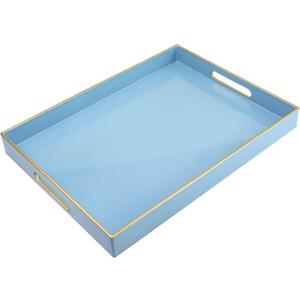 Spsyrine Blue Plastic Serving Tray for Ottoman, Coffee Table, Rectangle Decorative Tray for Entertaining, Outdoor, Living Room, Home Decor (11.8" x 15.7" x 1.6", 30 Blue)