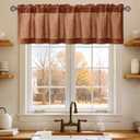 Linen Valance for Windows 2 Panels, Terracotta Rod Pocket Light Filtering Semi Sheer Soft Linen Window Treatment Drapes Farmhouse Burlap Rustic Curtains for Kitchen Living Room,54x18 inch