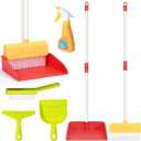 Kids Cleaning Toy Set Toddlers Broom Dust Pan Set for Housekeeping Pretend Play Cleaning Set, Cleaning Toys Gift for Toddlers Girls Boys Age 3-6 Years Old (6PCS - Red Set)