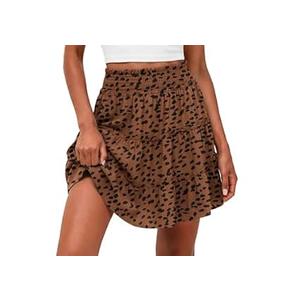 Lepunuo Womens Summer Flowy Mini Skorts Skirts Casual High Waisted Ruffle Tiered A Line Short Skirt with Pockets (L)