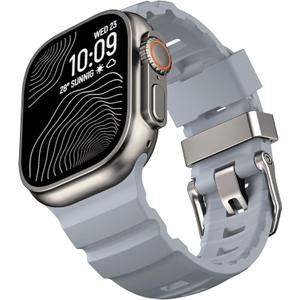 Rugged Silicone Bands Compatible with Apple Watch Ultra 3/2/1 Band 49mm 46mm 45mm, Durable Adventurous Sport Rubber Strap with Metal Clasp for iWatch Series 11 10 9 8 7 SE (T-Gray, 42mm/44mm/45mm/46mm/49mm)