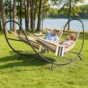 SUNCREAT Hammocks for Outside with Stand, Porch Hammock and Stand, 475 lbs Capacity, Patent Pending, Coffee