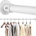 Closet Rods For Hanging Clothes, 17-28 Inch Adjustable Closet Rod, Stainless Steel Heavy Duty Closet Hanging Rod-White