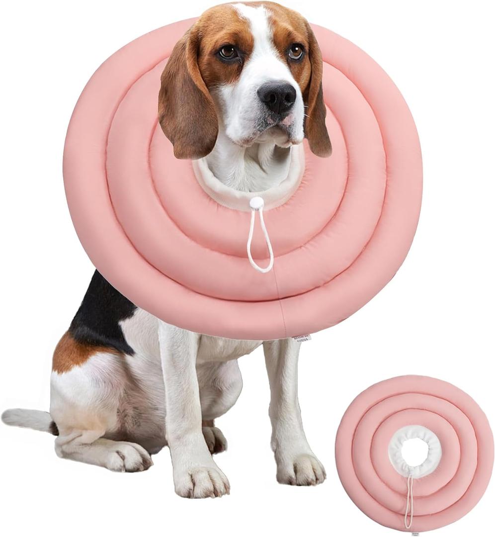 Soft Dog Cones, Recovery Dog Donut Collar After Surgery-Cone of Shame Alternative, Pet Elizabethan E-Collar Anti-Bite Lick Wound Healing Adjustable for Small Large Medium Dogs, XL ( Neck Girth7.1-15IN), Pink