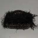 Miuco Real Natural Ostrich Feather Beaded Handbags For Women Handmade Evening Bags Clutch Purse (Black)