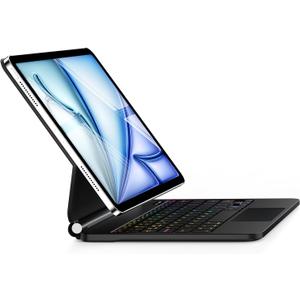 Keyboard Case for iPad Air 13 inch (M3 2025/ M2, 2024), iPad Pro 12.9 inch (3/ 4/ 5/ 6th Gen)，Magic-Style Magnetic – Floating Cantilever Stand – Backlit Keyboard Case with Multi-Touch Trackpad (Jet Black)