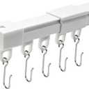 Adjustable Telescopic Ceiling Curtain Track 6FT, 2-in-1 Expandable Main Rail with Extendable Sleeve (No Cutting Needed), Wall & Ceiling Mounted Track Kit with Hooks (White, 6-9ft (72-108in))
