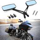 8mm/10mm Black Motorcycle Rectangle Handlebar Rearview Mirrors Compatible with Harley Street Glide Road King Softail Sportster Iron 883 XL1200 Chopper Softail