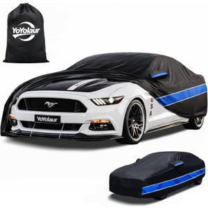 Car Cover Custom Fit Ford Mustang,10-Layer Car Cover Waterproof All Weather,Full Exterior Cover with Cotton Lining,Sun Rain UV Dust Snow Protection with Door Zipper,Fit for Ford Mustang 1994-2025