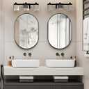2 Piece Oval Bathroom Mirror Capsule Wall Vanity Mirror, 20"x30" Pill Mirrors Wall Mounted Mirror, Large Modern Mirror with Black Metal Frame, Decor for Entryway, Bedroom, Living Room (20"x30" (2 pcs))