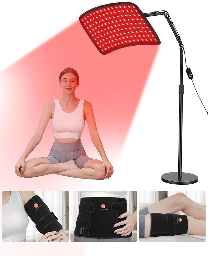 Red Light Therapy for Body, 3 in 1 Infrared Red Light Therapy Lamp with Stand & Wrap, 660nm+850nm, 4 Modes & 6 Timers, Full Body Red Light Panel at Home for Beauty Recovery Relaxation