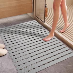Non Slip Large Shower Mat(35.4"*23.6"),Extra Large Shower Mats for Inside Shower, Non Slip Shower Mat for Elderly,Non Suction Cups Heavy Duty Bathtub Mat,Rubber (Grey)