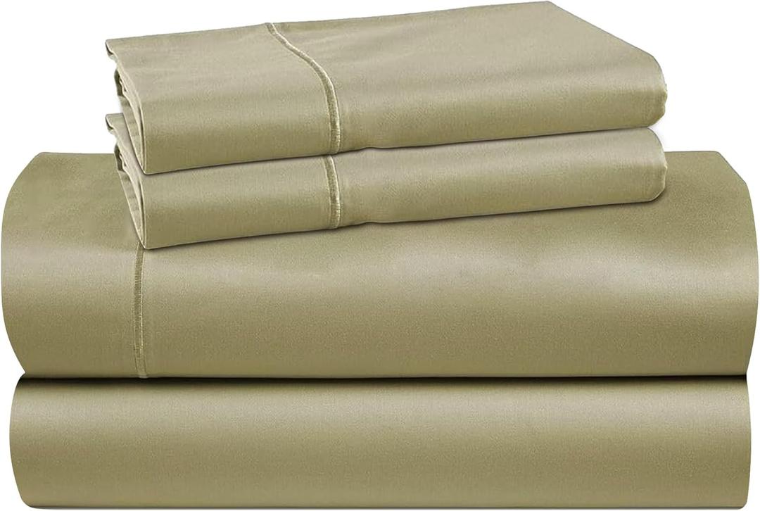 100% Organic Cotton Sheets for Queen Size Bed Set - 4 PC Organic Queen Sheets Set - Soft, Comfy, Breathable & Cooling - 16 Deep Pockets, Easy-Fit, Extra Soft Percale Bedding Set - Sage