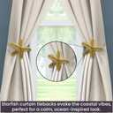 The Metal Magician Metal Nautical Starfish Curtain Holdback & Curtain Holder for Home, Bedroom & Office (Starfish Gold, Set of 2)