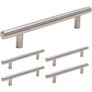 homdiy Brushed Nickel Cabinet Handles Drawer Pulls - HD201SN Cabinet Pulls 4in Hole Centers Cabinet Hardware 5Pack Cabinet Door Handles for Kitchen Cabinets