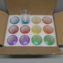 Ruckae 12 Pack 1.5oz Shot Glasses Set Crystal Shot Glass Bulk Gradient Colorful Cone Shot Glasses for Vodka Tequila Whiskey Liquor