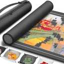 Join&Joy Jigsaw Puzzle Mat Roll Up, 46" x 26" Rubber Saver Pad, with 4 Sorting Trays & Travel Storage Bag, Portable Rollup Puzzle Matt Keeper, Satin Gray