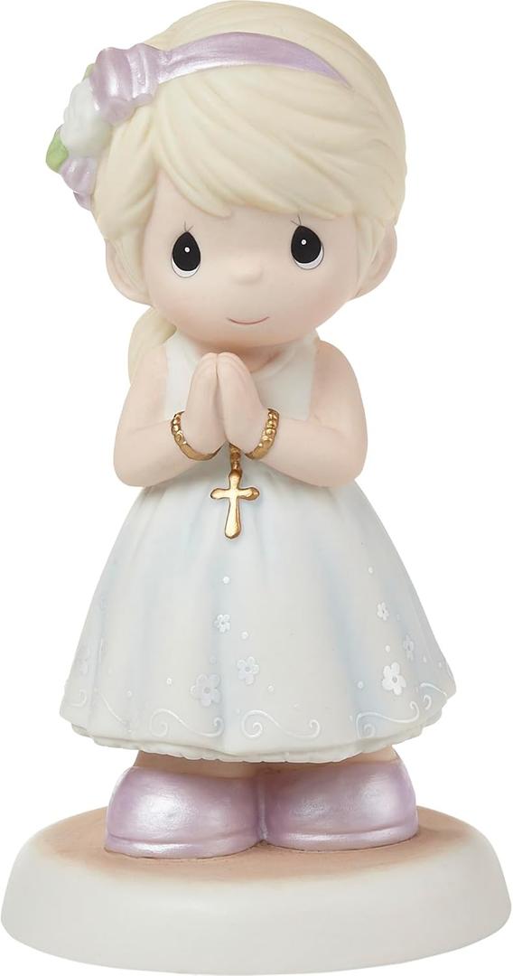 Precious Moments Blessings On Your First Communion Blonde Hair Girl Figurine, Bisque Porcelain Communion Gift for Girls, Religious Keepsake for Catholic and Christian Faith