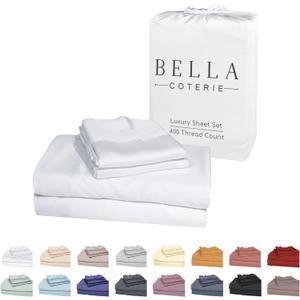 Bella Coterie Luxury Bamboo Viscose King Size Sheet Set | 100% Organically Grown | Ultra Soft | Cooling for Hot Sleepers | 18" Deep Pocket [White]