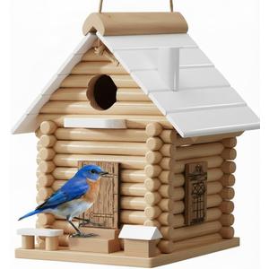 CEDAR ALPHA Premium Wooden Lincolnlog Bird House Kit - Birdhouse Kits - Build it Yourself Birdhouse for Adults to Build - Woodworking Adult Crafts & DIY Bird House, Relax Crafts Gifts Wood Projects