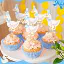 2 x Epakh 40 Pcs Silly Goose Cupcake Toppers Bulk Silly Goose Baby Shower Decorations Birthday White Cake Topper Decorations for Funny Theme Party Supplies Favors (Blue)