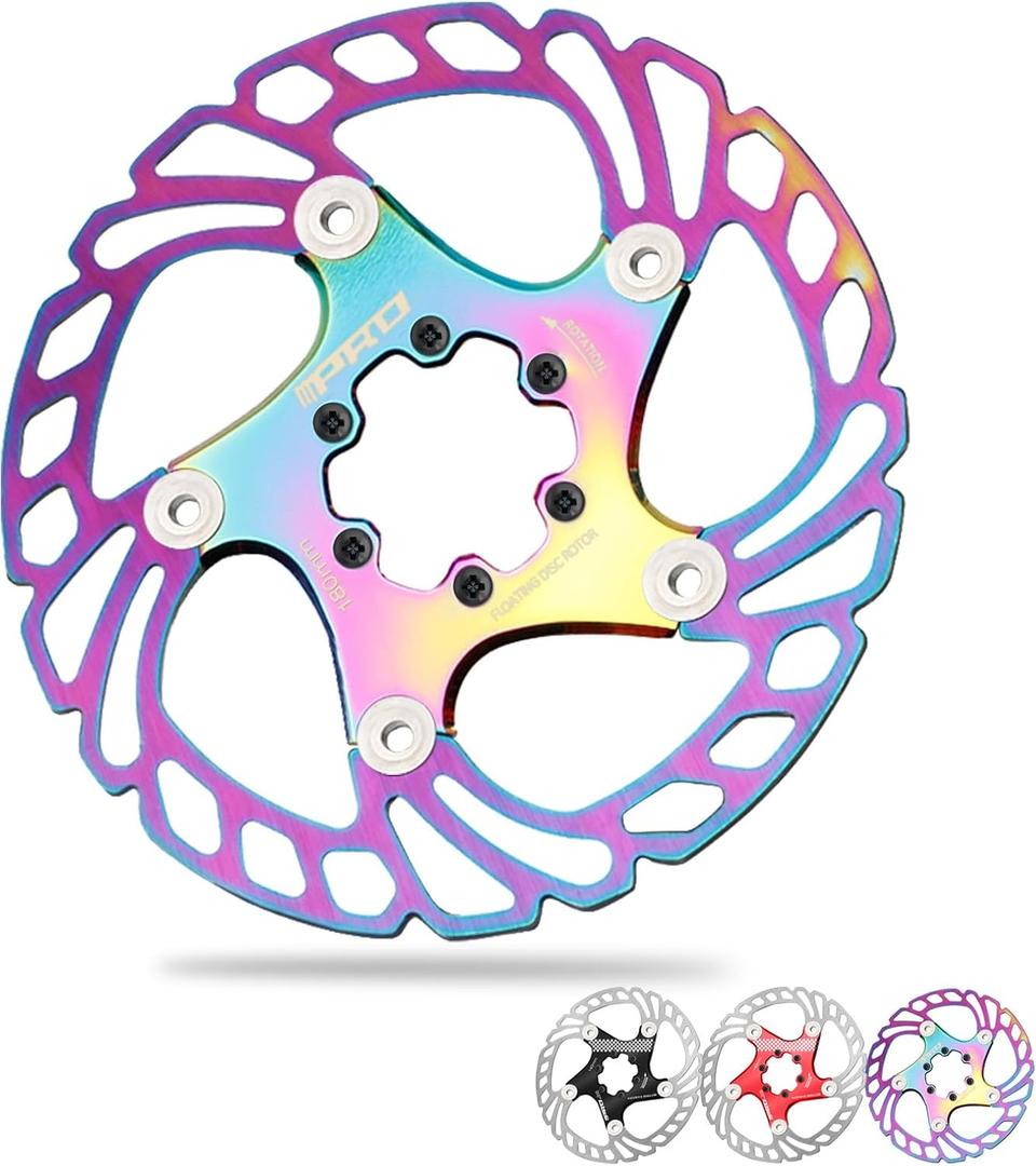 BUCKLOS IIIPRO 140mm 160mm 180mm 203mm Floating Bike Disc Brake Rotor with 6 Bolts, Mountain Bike MTB Stainless Steel Bicycle Disc Brakes Rotors for Road Bike/Ebike/BMX(Multicolour)