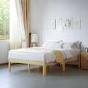 14 Inch High Bamboo Wood Heavy Duty Queen Bed Frame No Box Spring Needed, Platform Bed Frame Queen Size with Metal Slats Support, Easy to Install, Noise Free, Sturdy