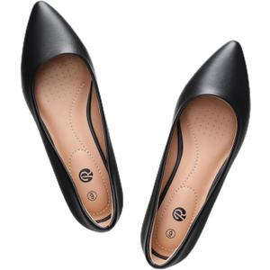 Rekayla Women's Flats Classic Pointed Toe Ballet Flats Shoes for Women Comfortable Slip On Dress Shoes for Work Office Casual Daily Wear Flat (8, Pu Black 1)