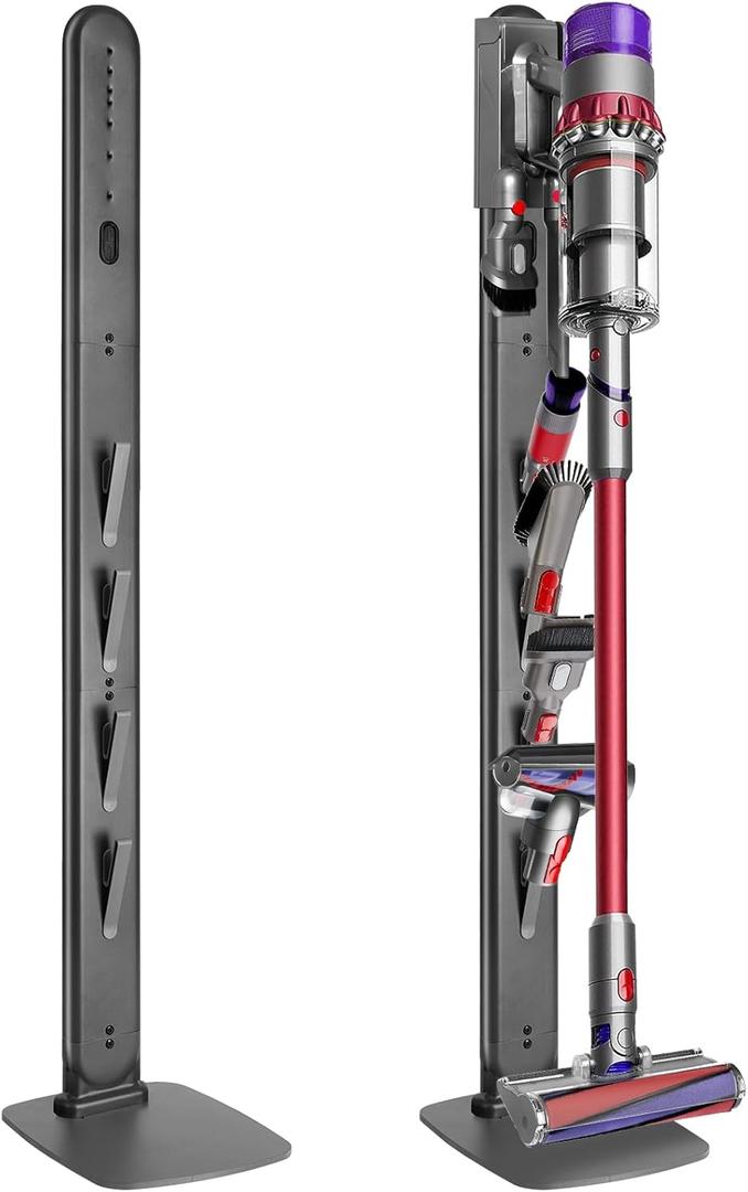 Haturi Vacuum Stand for Dyson V15, Gen5, V12, V11, V10, V8, V7, V6 - Sturdy Metal Storage Bracket Standing Holder with Hidden Cord Design, Space-Saving and Stylish Organization Solution