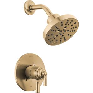 Delta Faucet Saylor 17 Series Gold Shower Valve Trim Kit with H2Okinetic Shower Head, Delta Shower System, Shower Faucet Set, Shower Head and Handle, Champagne Bronze T17235-CZ (Valve Not Included)