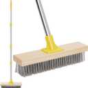 NICOFPHY Stainless Steel Deck Brushes for Scrubbing Heavy Duty, 60" Concrete Floor Scrub Brush with Long Handle, Metal Stiff Wire Scrubber Broom for Cleaning Moss, Garage, Patio, Garden, Outdoor Stain