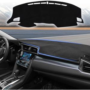YYCKE Dash Cover Mat Custom Fit for 2016 2017 2018 2019 2020 2021 Honda Civic Accessories Dashboard Pad Carpet Protector