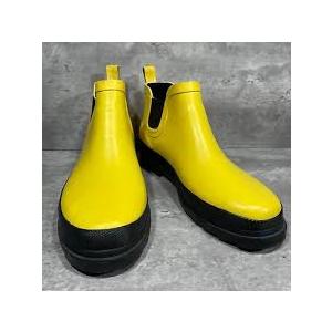 ShedRain GOGO Chelsea Short Rubber Rain Boots for Women, Comfortable Cotton Lining, Waterproof Exterior, Anti-Slip Lug Sole Garden and Outdoor Work Boots, Adjustable Width Size 8