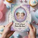 Its Like Looking At Twice the Love Cute Twins Baby Shower Card Pregnancy Gift For Expecting Mom Dad Newborn Congratulations New Parents - Size 6.3"x4.7" Blank Inside with Kraft Envelope